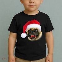 Christmas Pug Santa Hat Cute Toddler T-Shirt thumb 2