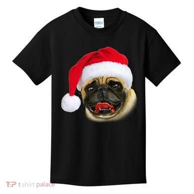 Christmas Pug Santa Hat Cute Kids T-Shirt