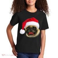 Christmas Pug Santa Hat Cute Kids T-Shirt thumb 2