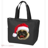 Christmas Pug Santa Hat Cute Tote Bag thumb 3