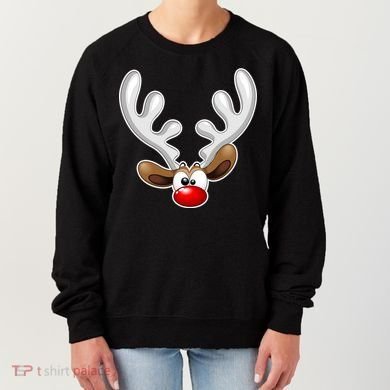 Christmas Red Nose Reindeer Face  Women's Sweatshirt