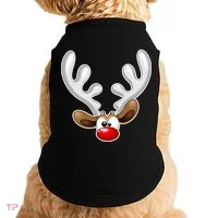 Christmas Red Nose Reindeer Face  Doggie Tank thumb 0