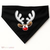 Christmas Red Nose Reindeer Face  USA-Made Doggie Bandana thumb 0