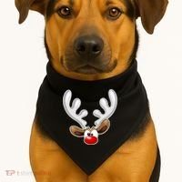 Christmas Red Nose Reindeer Face  USA-Made Doggie Bandana thumb 1