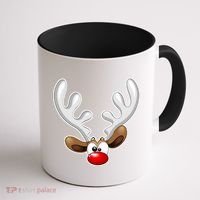 Christmas Red Nose Reindeer Face  Coffee Mug thumb 1