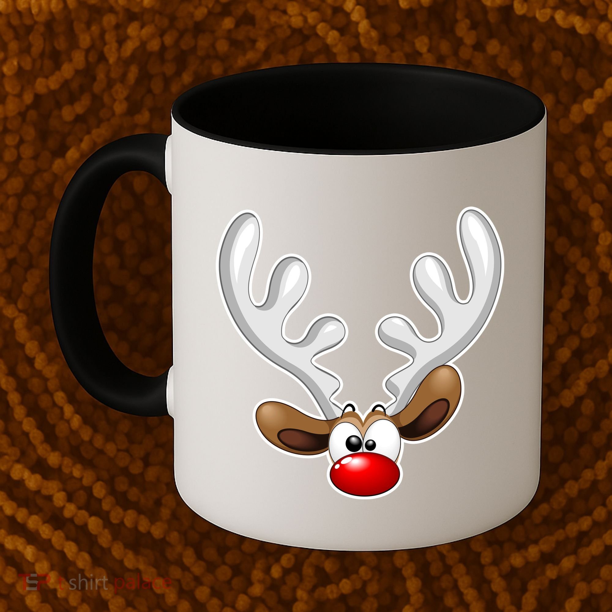 Christmas Red Nose Reindeer Face  Coffee Mug
