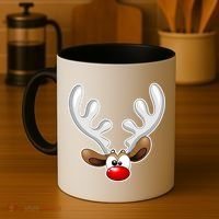 Christmas Red Nose Reindeer Face  Coffee Mug thumb 4