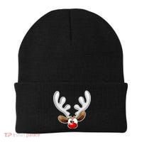 Christmas Red Nose Reindeer Face  Beanie thumb 0