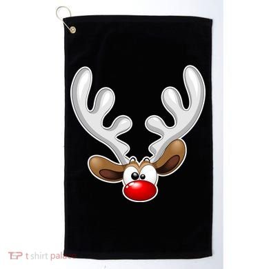 Christmas Red Nose Reindeer Face  Golf Towel