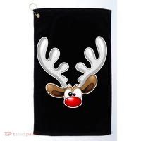 Christmas Red Nose Reindeer Face  Golf Towel thumb 0