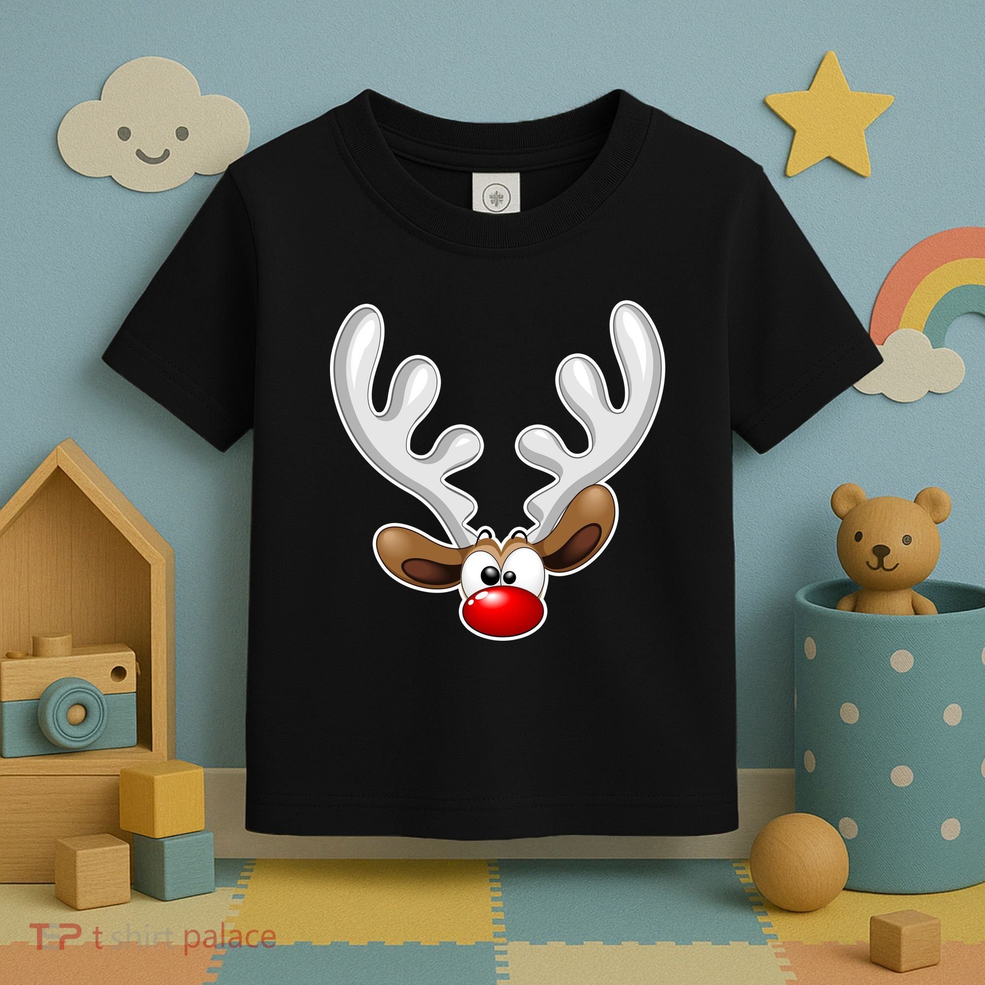 Christmas Red Nose Reindeer Face  Toddler T-Shirt