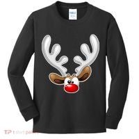 Christmas Red Nose Reindeer Face  Kids Long Sleeve Shirt thumb 0