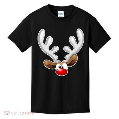 Christmas Red Nose Reindeer Face  Kids T-Shirt