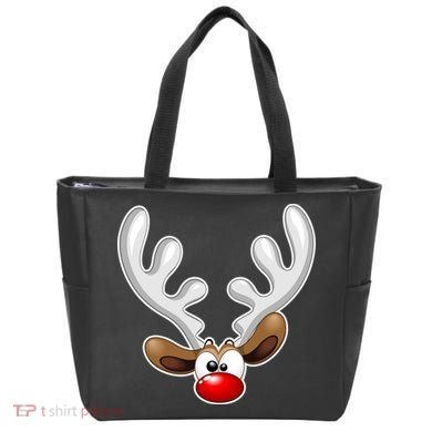 Christmas Red Nose Reindeer Face  Tote Bag