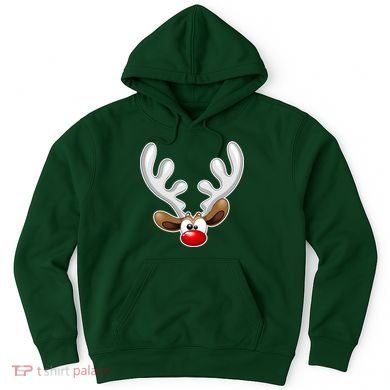Christmas Red Nose Reindeer Face  Hoodie