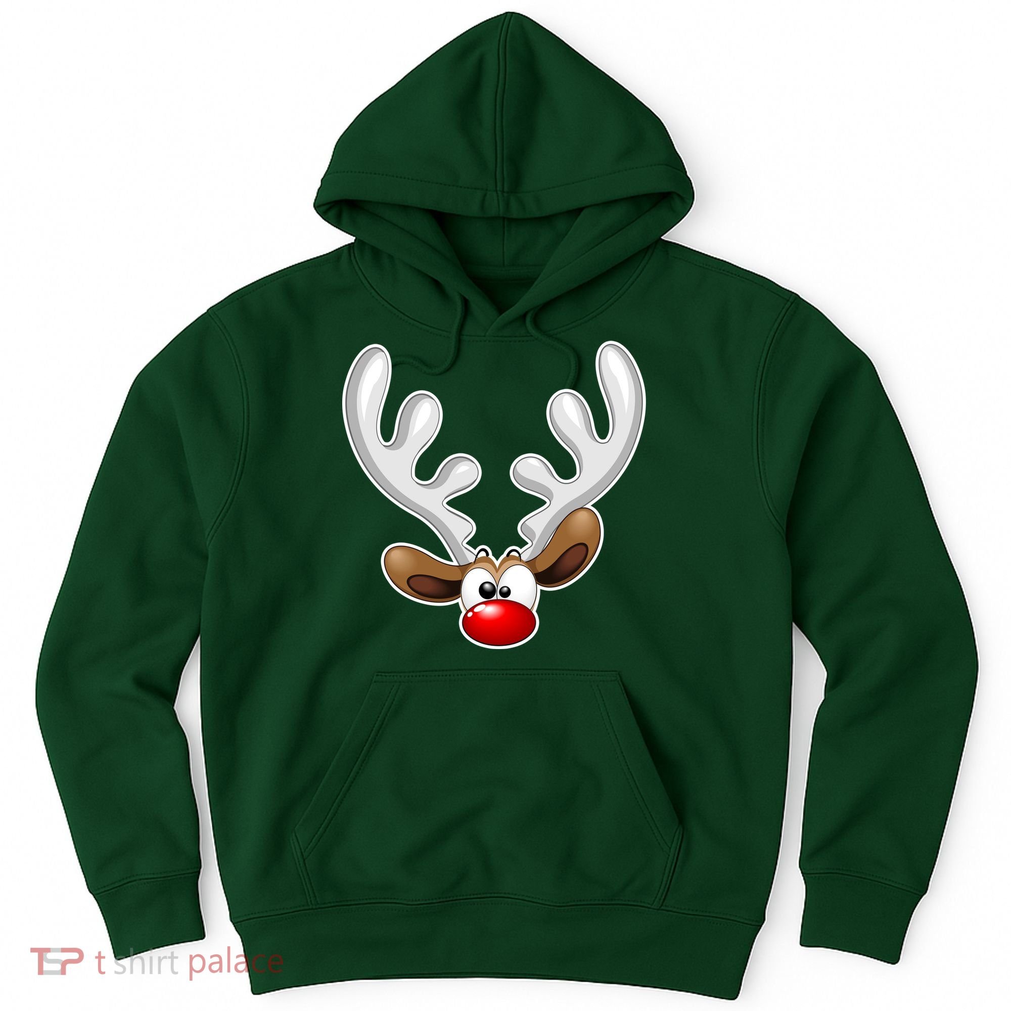 Christmas Red Nose Reindeer Face  Hoodie