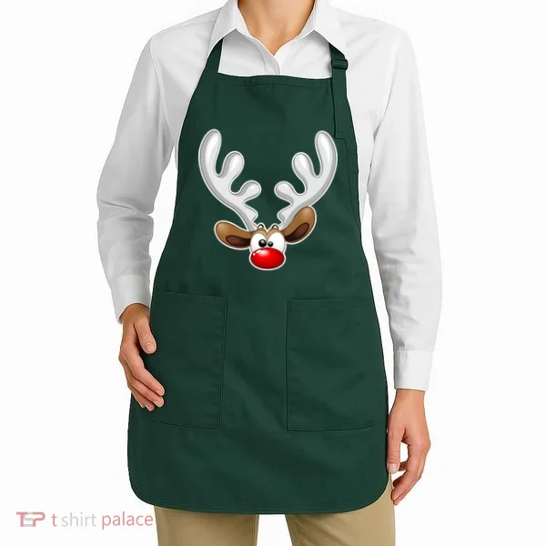 Christmas Red Nose Reindeer Face  Apron