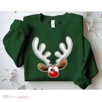 Christmas Red Nose Reindeer Face  Sweatshirt thumb 2