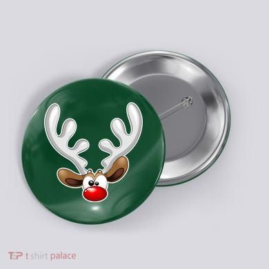 Christmas Red Nose Reindeer Face  Button