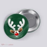 Christmas Red Nose Reindeer Face  Button thumb 0