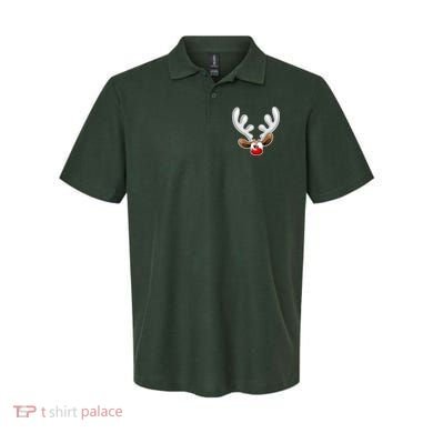 Christmas Red Nose Reindeer Face  Polo