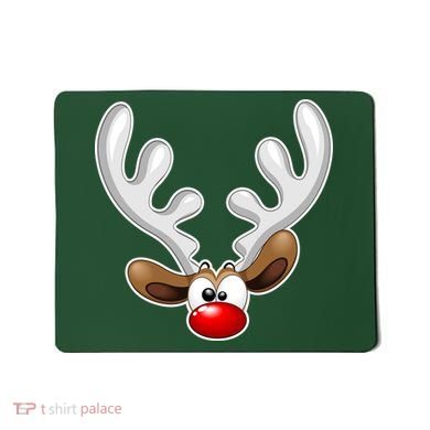 Christmas Red Nose Reindeer Face  Mousepad