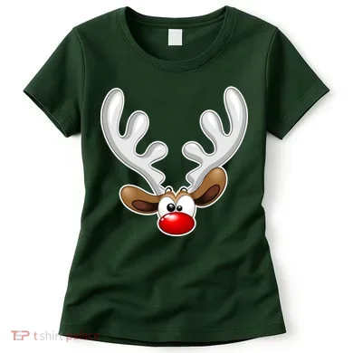 Christmas Red Nose Reindeer Face Women's T-Shirt