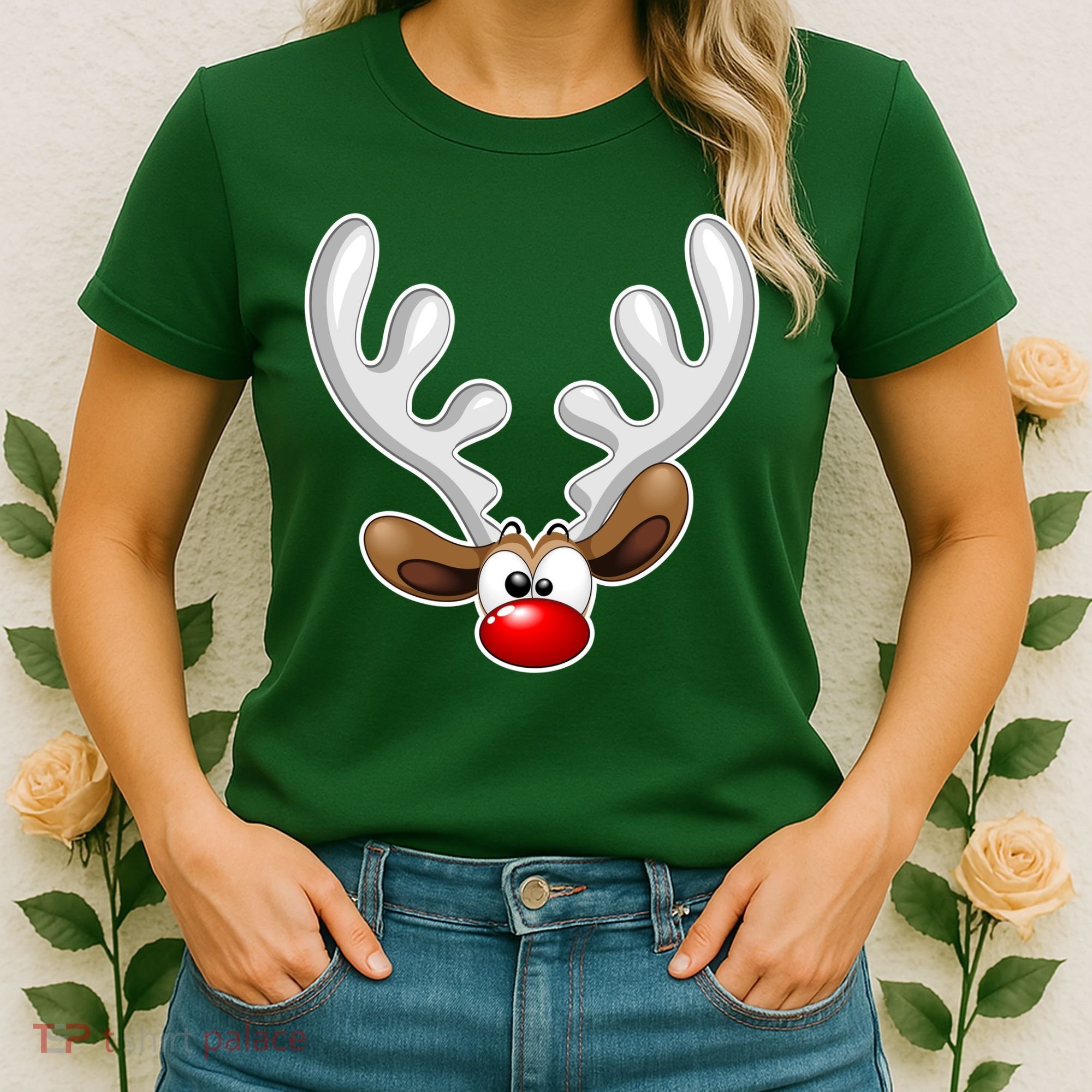 Christmas Red Nose Reindeer Face  Women's T-Shirt