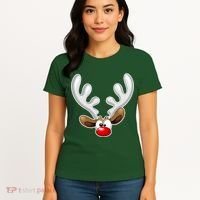 Christmas Red Nose Reindeer Face  Women's T-Shirt thumb 4