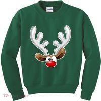 Christmas Red Nose Reindeer Face  Kids Sweatshirt thumb 0