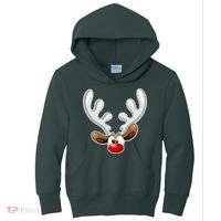 Christmas Red Nose Reindeer Face  Kids Hoodie thumb 0