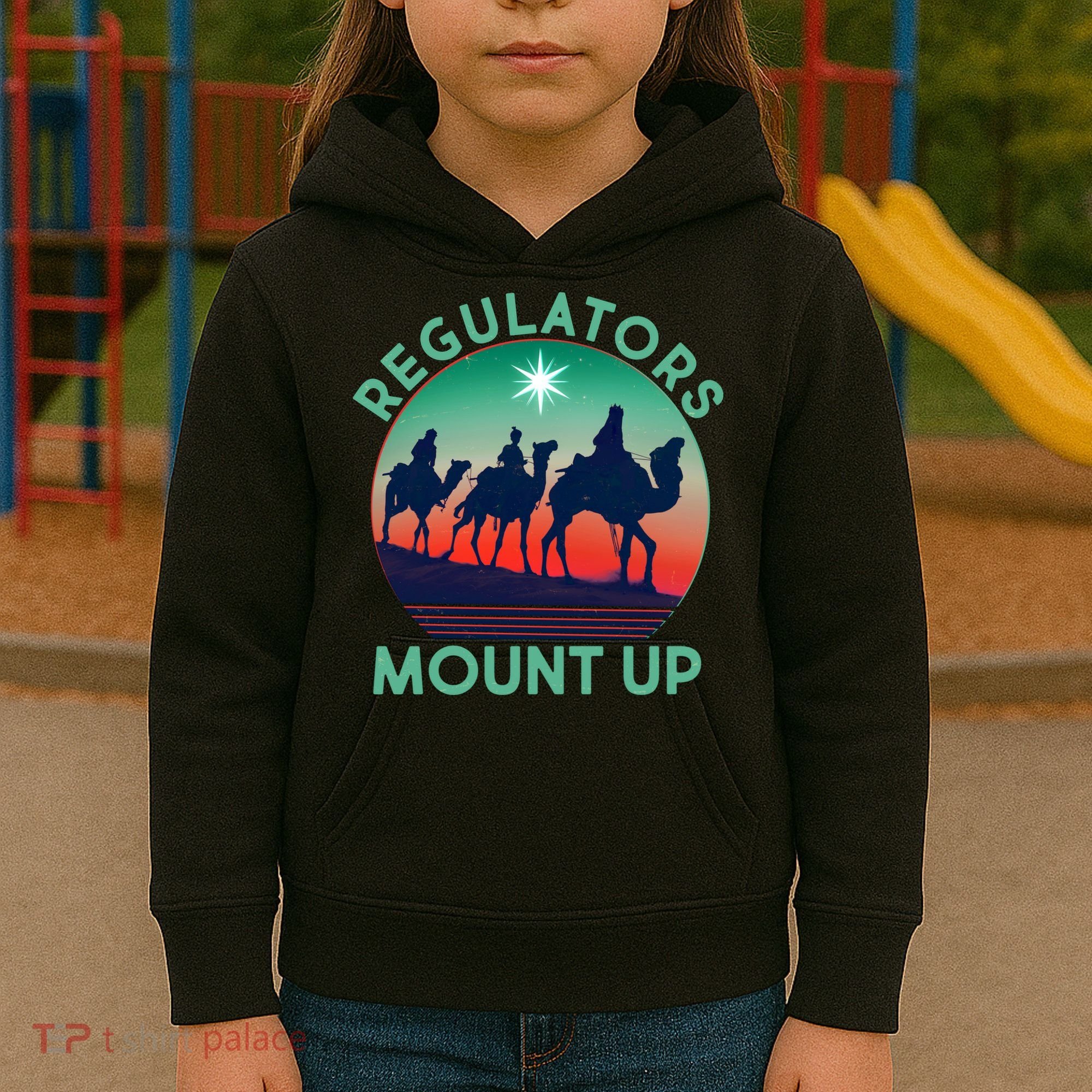Christmas Regulars Mount Up Three Wise Men Kids Hoodie