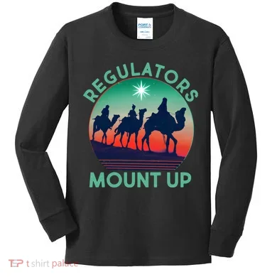 Christmas Regulars Mount Up Three Wise Men Kids Long Sleeve Shirt
