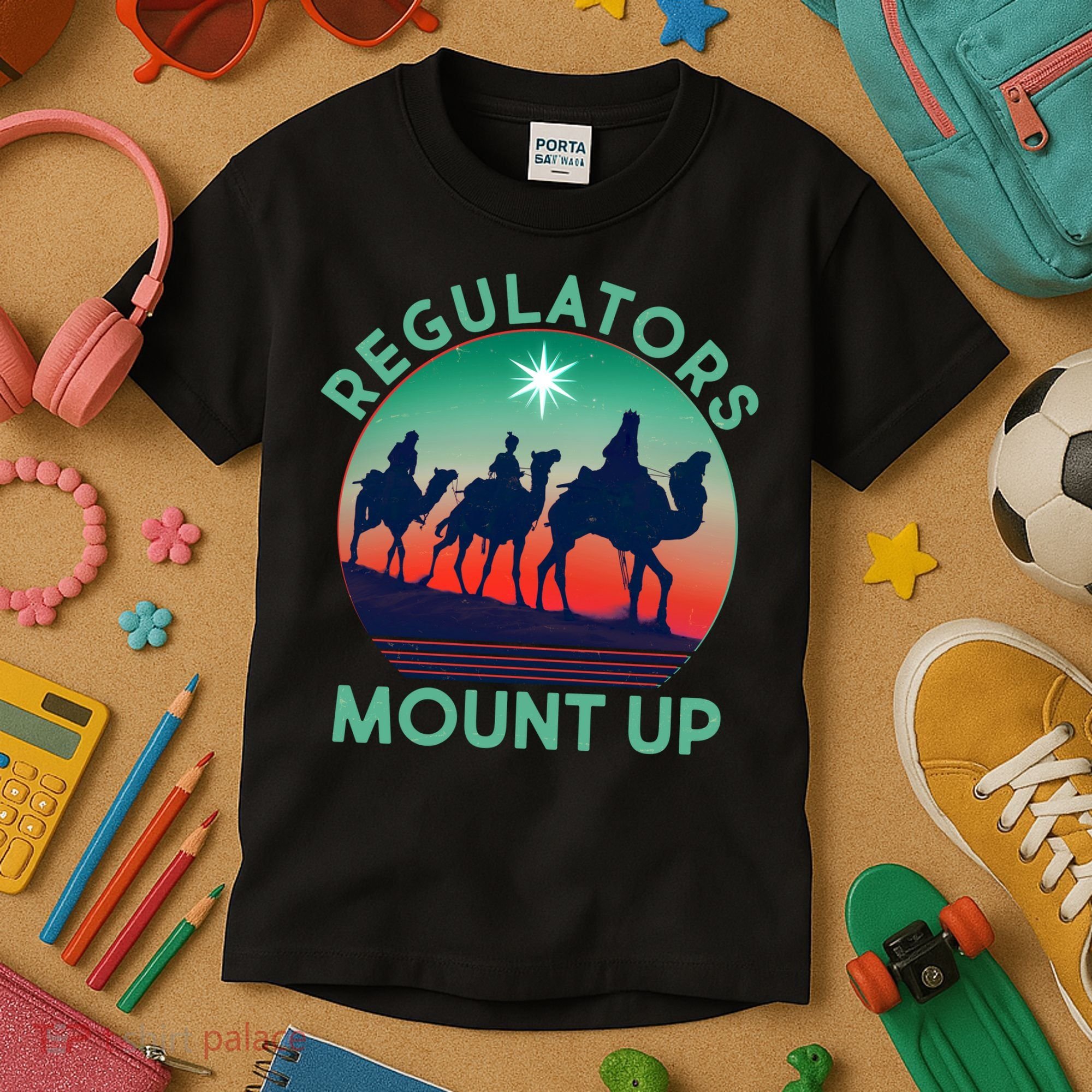 Christmas Regulars Mount Up Three Wise Men Kids T-Shirt