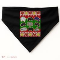 Christmas Retro Video Game Controllers Ugly Sweater USA-Made Doggie Bandana thumb 0