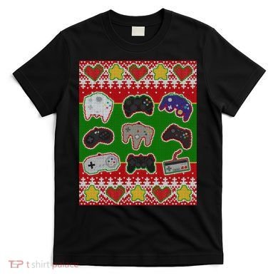 Christmas Retro Video Game Controllers Ugly Sweater T-Shirt