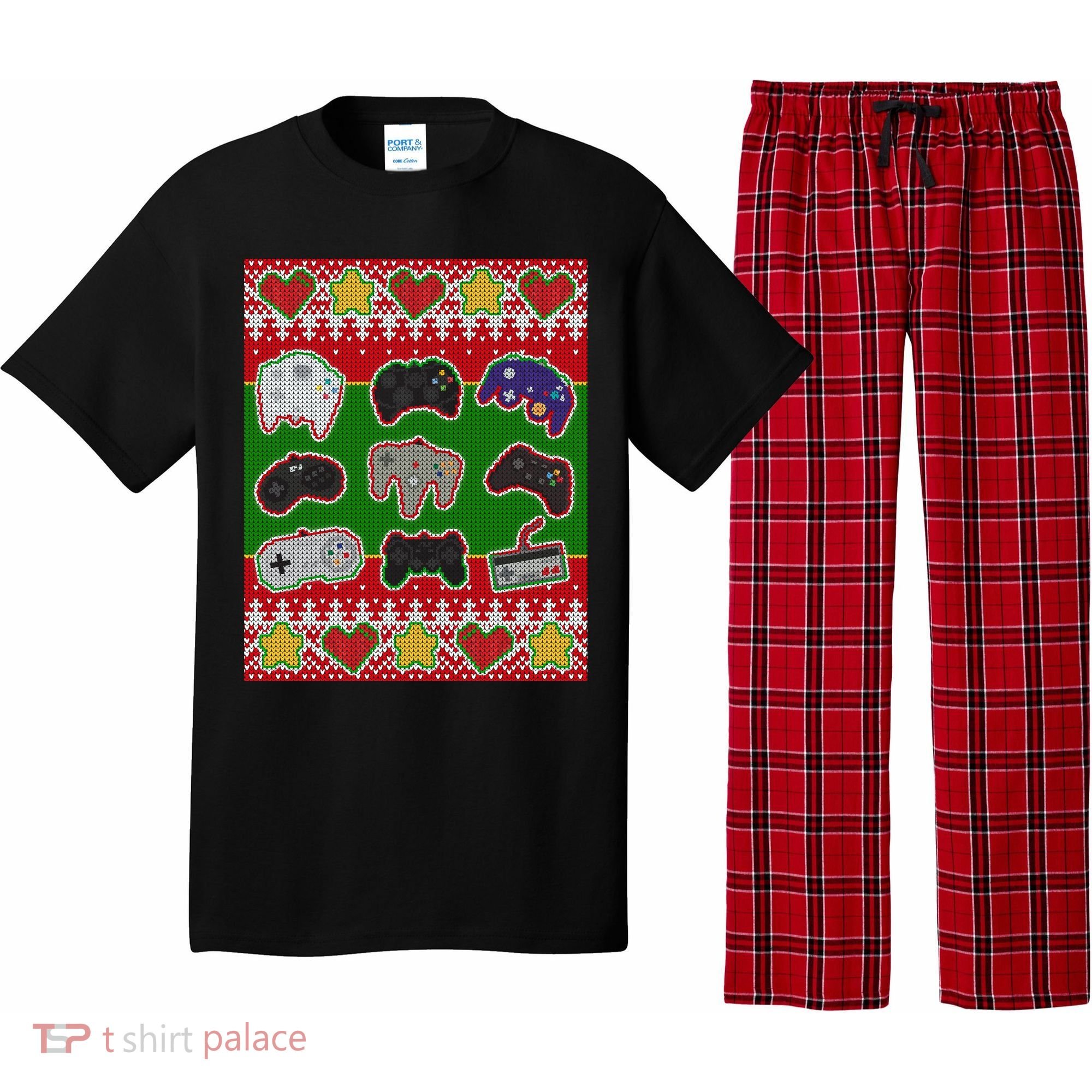 Christmas Retro Video Game Controllers Ugly Sweater Pajama Set