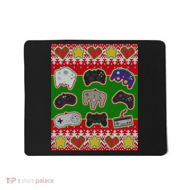 Christmas Retro Video Game Controllers Ugly Sweater Mousepad