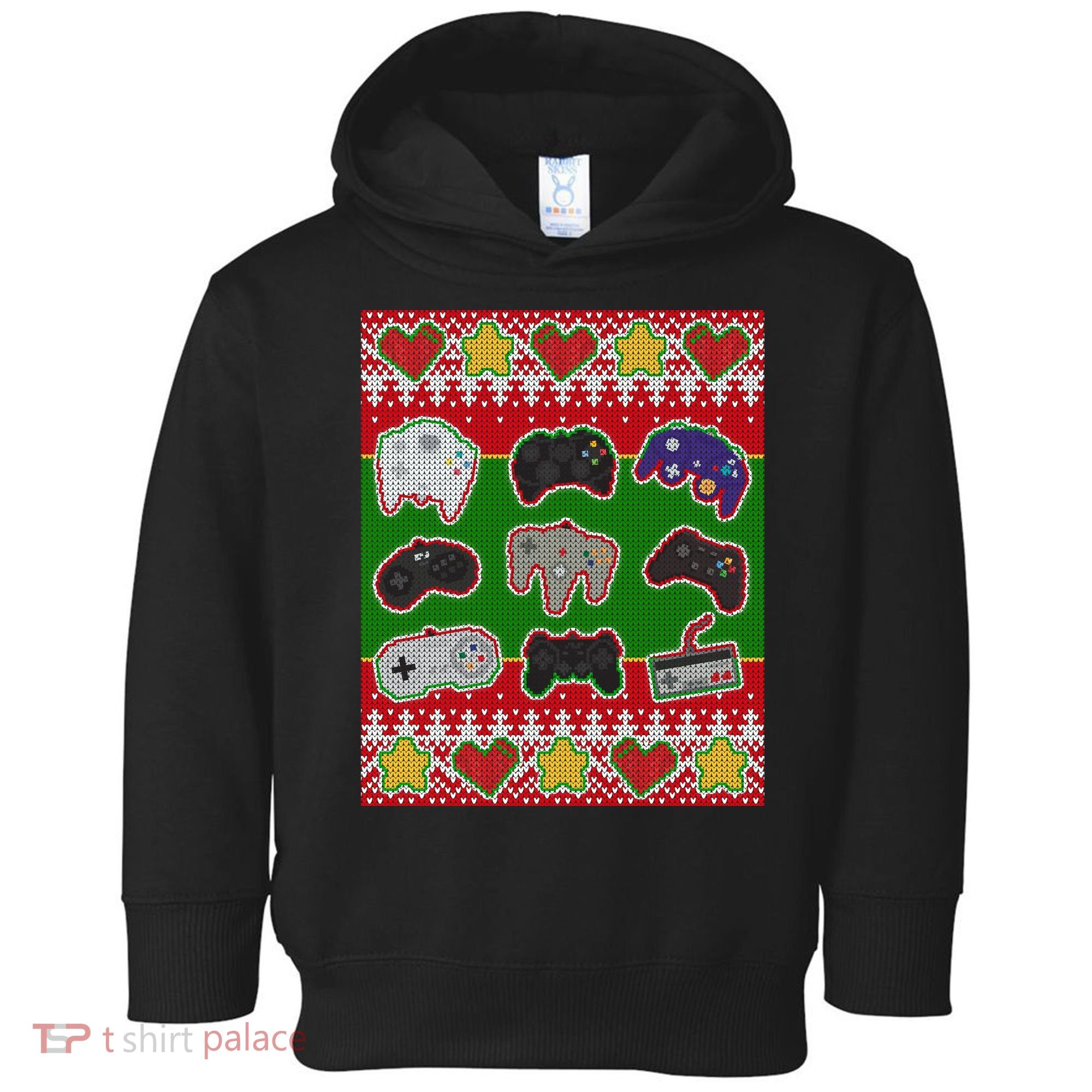 Christmas Retro Video Game Controllers Ugly Sweater Toddler Hoodie