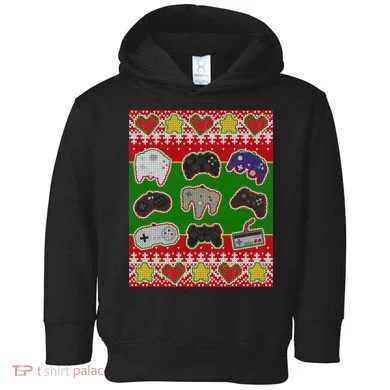 Christmas Retro Video Game Controllers Ugly Sweater Toddler Hoodie
