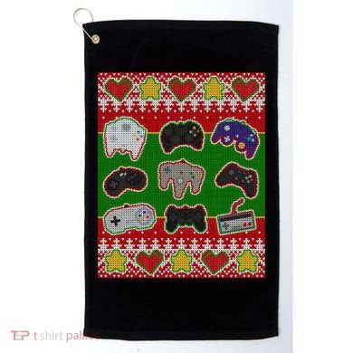 Christmas Retro Video Game Controllers Ugly Sweater Golf Towel