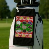 Christmas Retro Video Game Controllers Ugly Sweater Golf Towel thumb 2