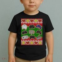 Christmas Retro Video Game Controllers Ugly Sweater Toddler T-Shirt thumb 2