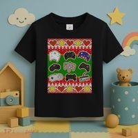 Christmas Retro Video Game Controllers Ugly Sweater Toddler T-Shirt thumb 3