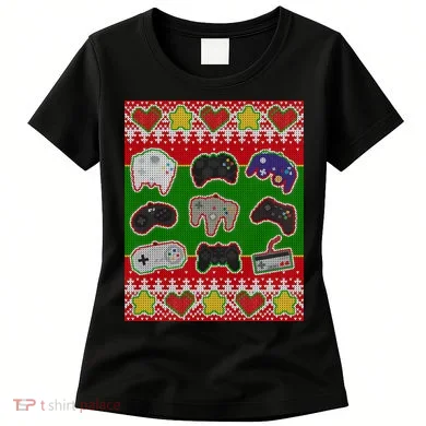 Christmas Retro Video Game Controllers Ugly Sweater Women's T-Shirt