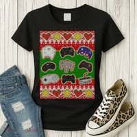 Christmas Retro Video Game Controllers Ugly Sweater Women's T-Shirt thumb 3