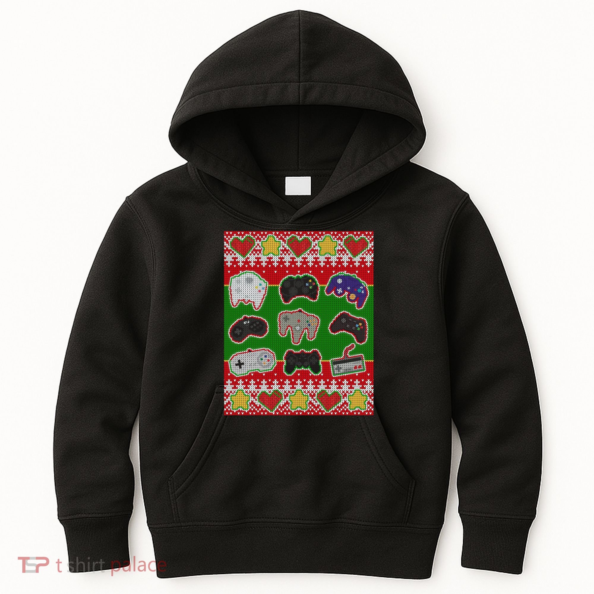 Christmas Retro Video Game Controllers Ugly Sweater Kids Hoodie
