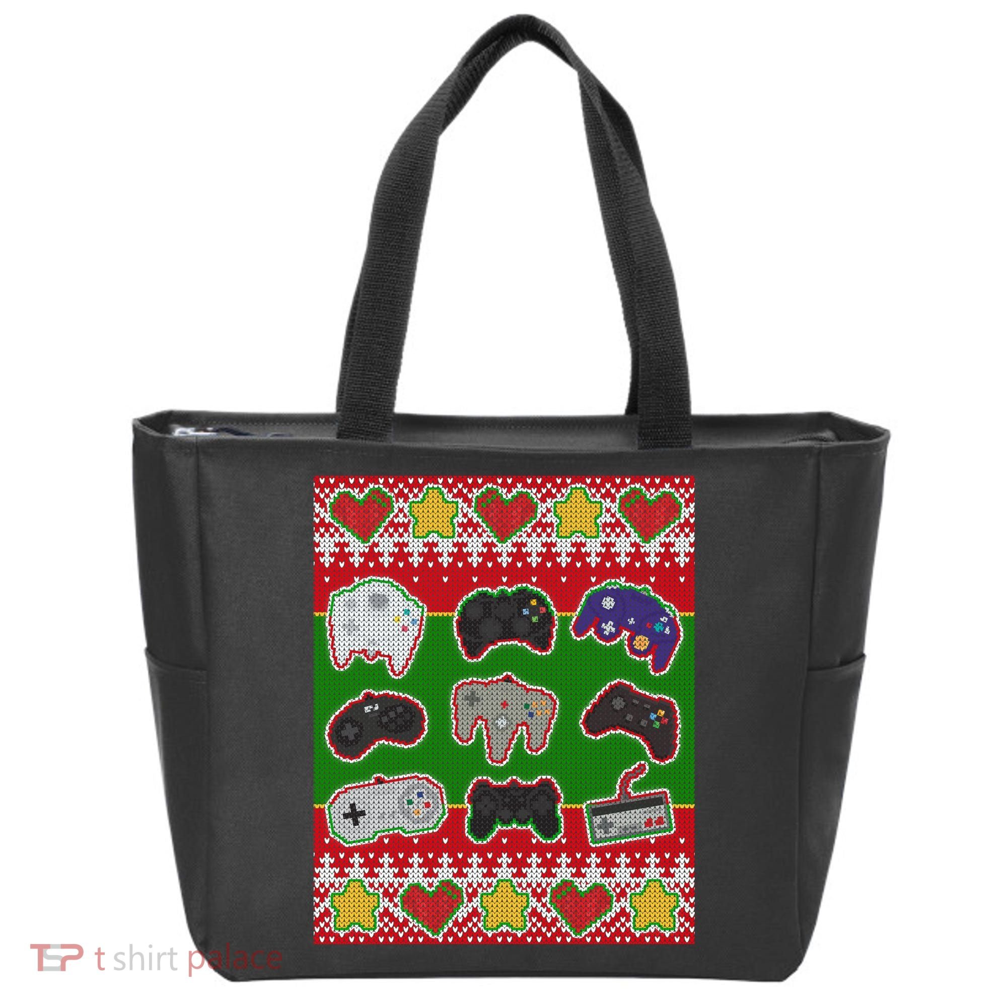 Christmas Retro Video Game Controllers Ugly Sweater Tote Bag