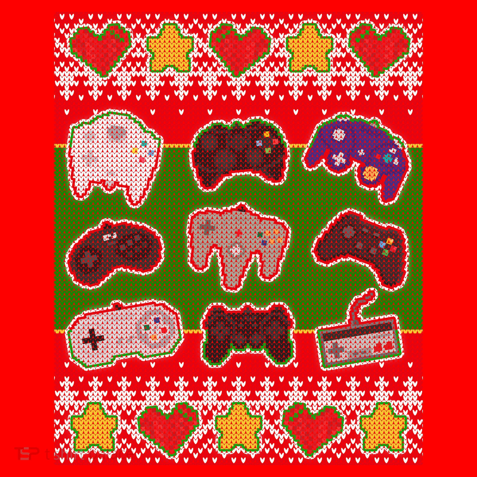 Christmas Retro Video Game Controllers Ugly Sweater Santa Hat