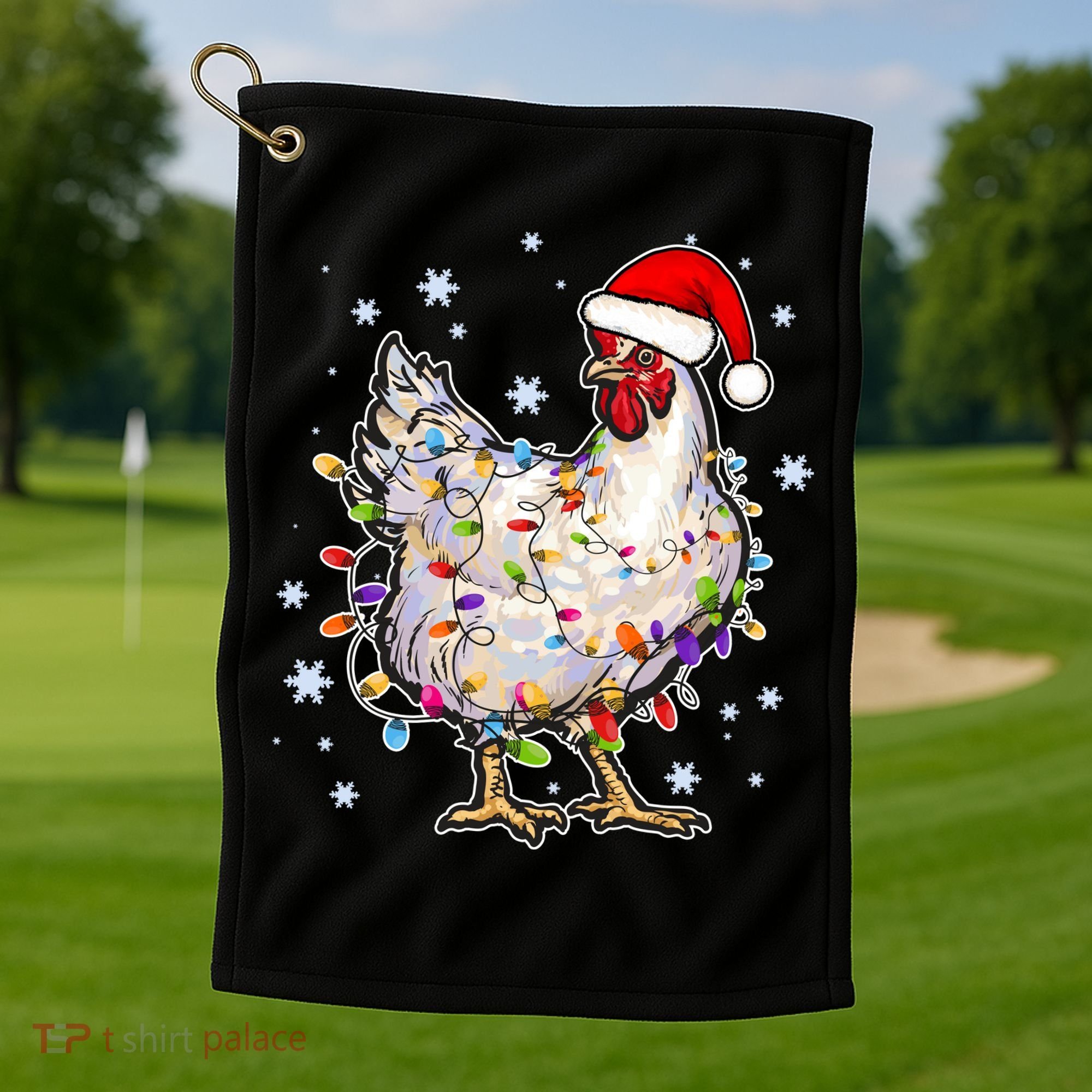 Christmas Santa Chicken Golf Towel